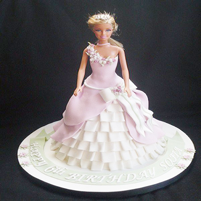 "Pink Fondant Frill Gown Cake DC9 -3kgs (Bangalore Exclusives) - Click here to View more details about this Product